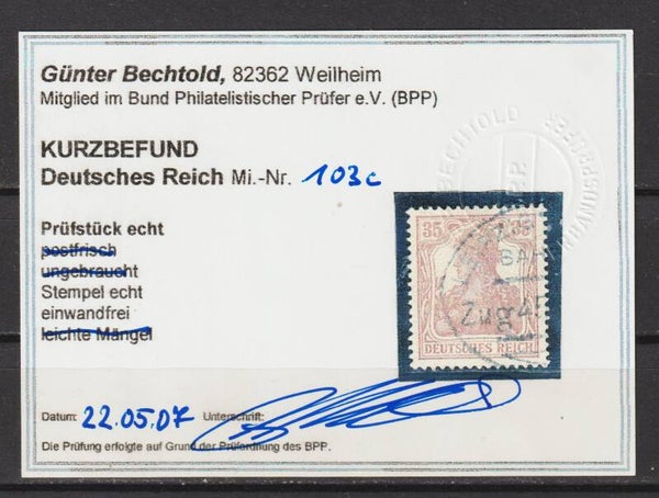 MiNr. 98-104 gestempelt, geprüft, 103c Befund  (0301)