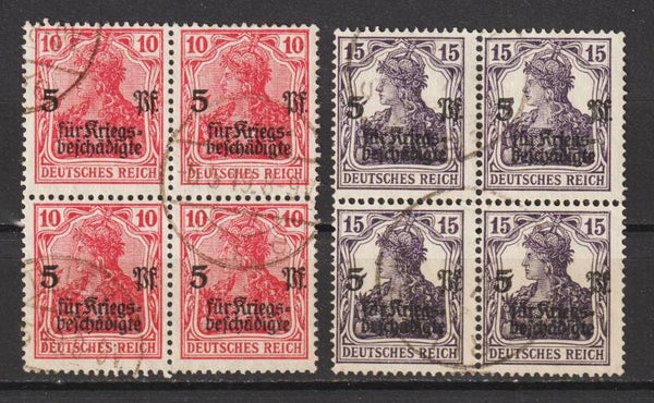 MiNr. 105-106 gestempelte Viererblöcke