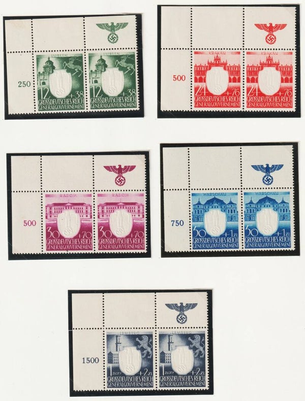 Generalgouvernement MiNr. 105-109 postfrische ** Bogenecken