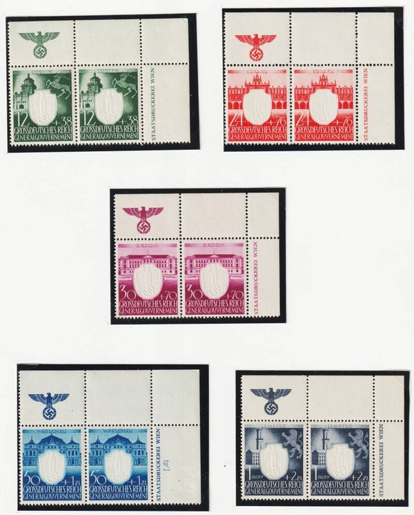 Generalgouvernement MiNr. 105-109 postfrische ** Bogenecken