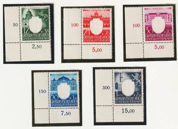 Generalgouvernement MiNr. 105-109 postfrische ** Bogenecken