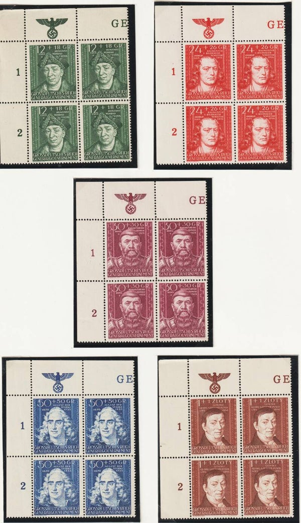 Generalgouvernement MiNr. 120-124 postfrische ** Bogenecken