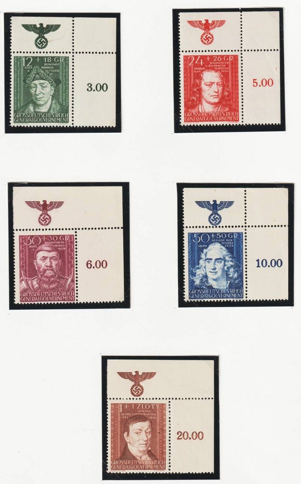 Generalgouvernement MiNr. 120-124 postfrische ** Bogenecken