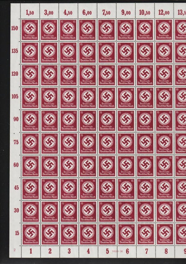 MiNr. D 139 postfrischer ** Bogen