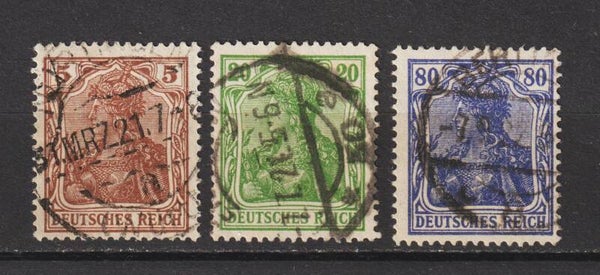 MiNr. 140, 143, 149 gestempelt, geprüft