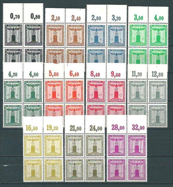 MiNr. D 144-154 postfrischer ** Oberrand Viererblock Satz
