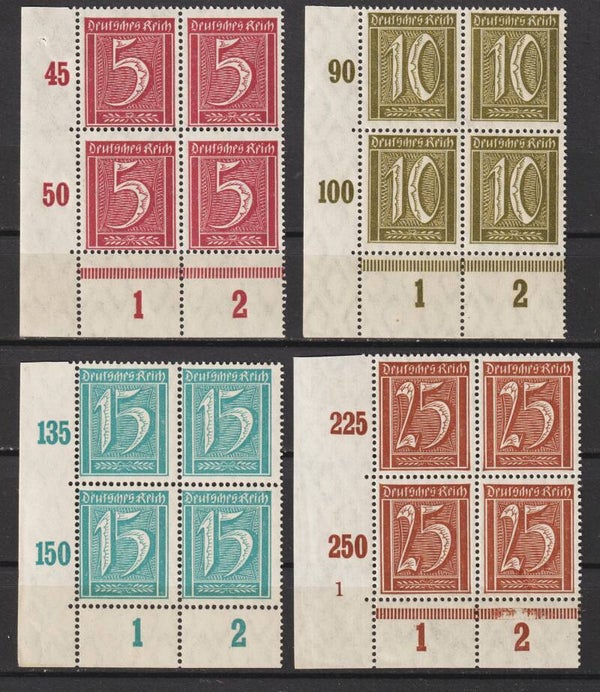 MiNr. 158, 159, 160, 161 postfrische Unterrand Bogenecken