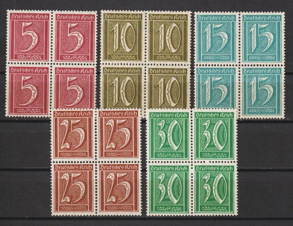 MiNr. 158, 159, 160, 161, 162 postfrische Viererblöcke