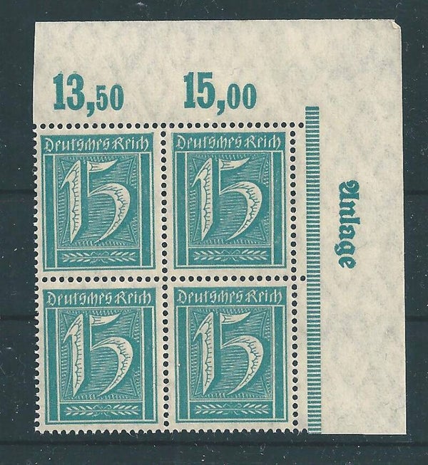 MiNr. 160 postfrische ** Oberrand Bogenecke, Druckerzeichen: Anlage