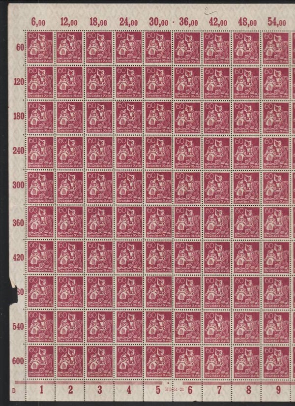 MiNr. 165 postfrischer ** Bogen, Druckerzeichen