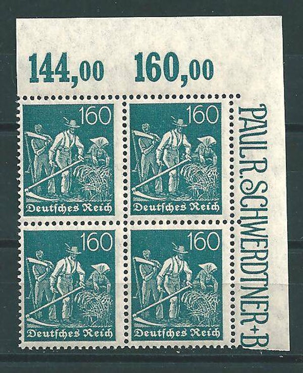 MiNr. 170 postfrische ** Oberrand Bogenecke