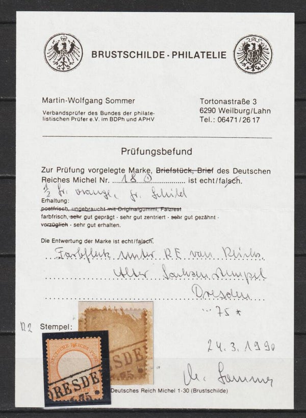 MiNr. 18 Plattenfehler, Foto Befund Sommer BPP