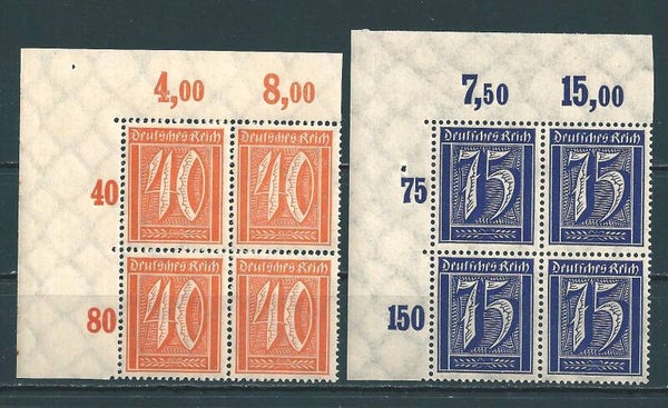 MiNr. 182 + 185 postfrische ** Oberrand Bogenecken