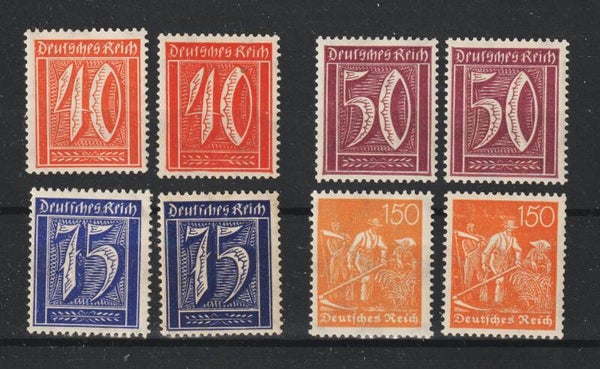 MiNr. 182, 183, 185, 189  postfrisch ** Farbvarianten