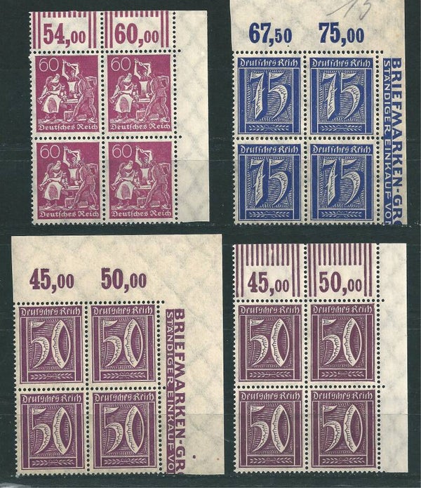Minr. 183 P/W, 184, 185 postfrische Oberrand Bogenecken