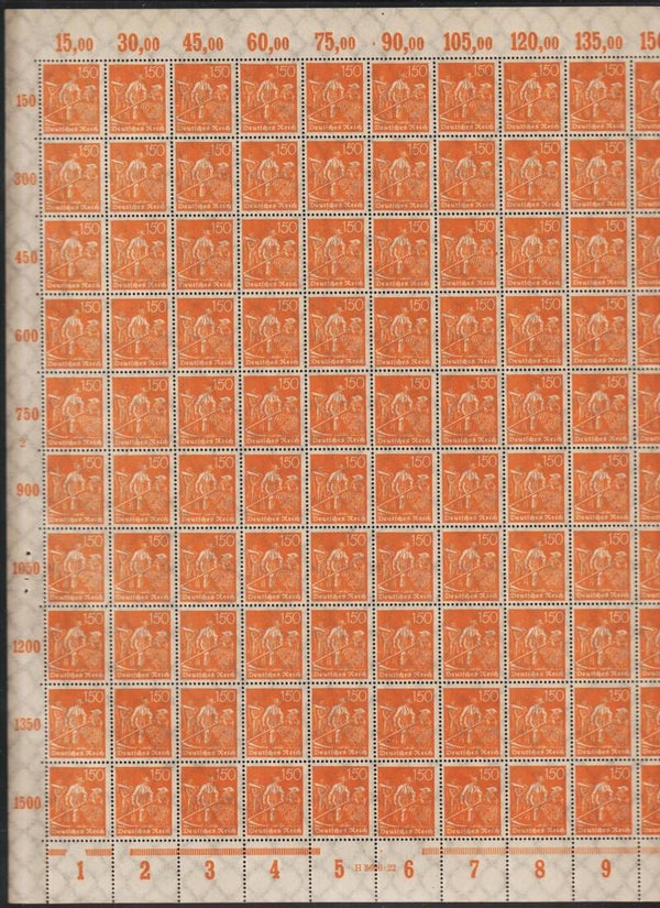 MiNr. 189 postfrischer ** Bogen, Platte 2