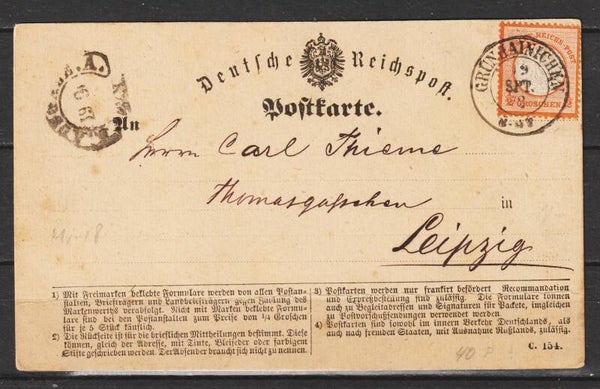 MiNr. 18 Einzelfrankatur auf Postkarte