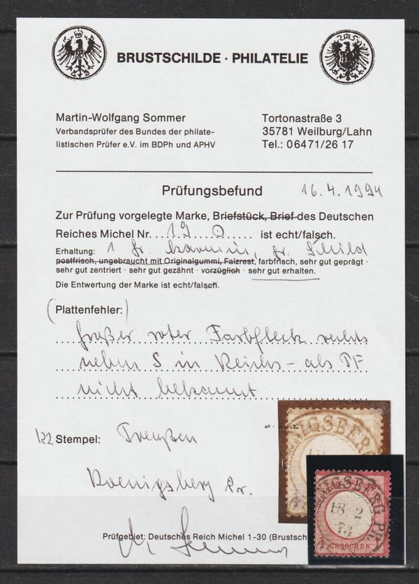 MiNr. 19 Foto Befund Sommer BPP