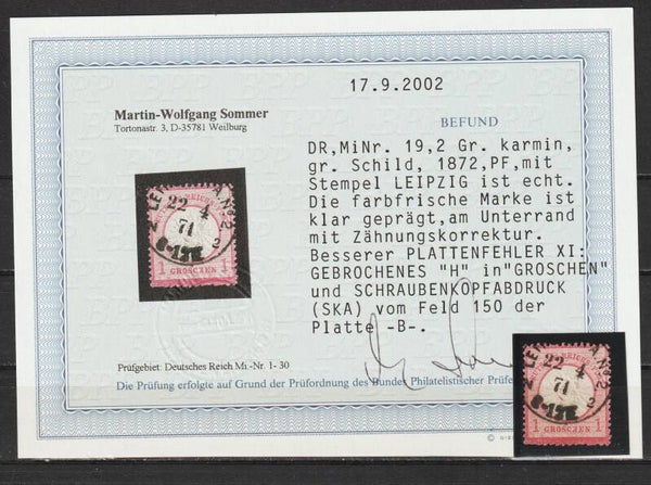 MiNr. 19 XI Foto Befund Sommer BPP