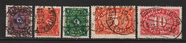 MiNr. 191, 192, 193, 194, 195 gestempelt, alle geprüft