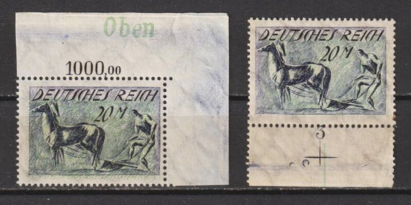 MiNr. 196 ** Bogenecke + Unterrand mit Druckerzeichen