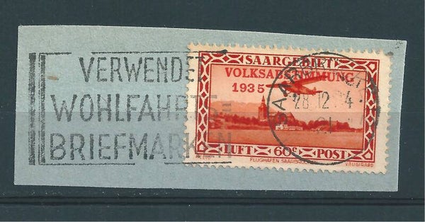 Saar MiNr. 196 gestempelt, spatiert 193 5