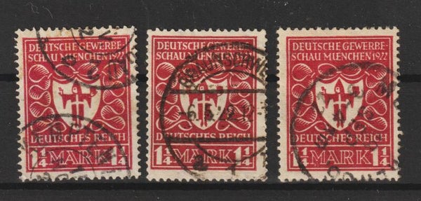 MiNr. 199 a, c, d gestempelt, alle 3 geprüft