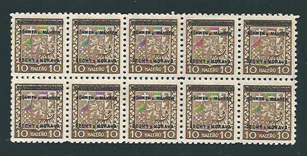 Böhmen & Mähren, B&M MiNr. 2 postfrischer ** 10ner Block