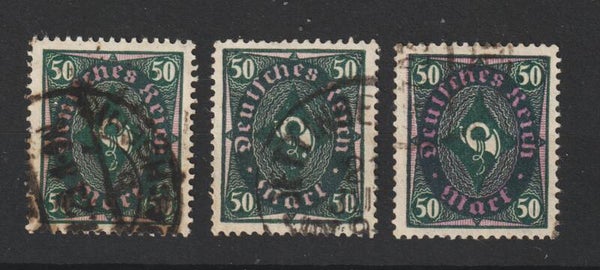 MiNr. 209 P, Wa, Wb alle gestempelt, geprüft