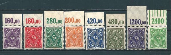 MiNr. 224, 225, 226, 227, 228, 229, 230, 232 Oberrand postfrisch **