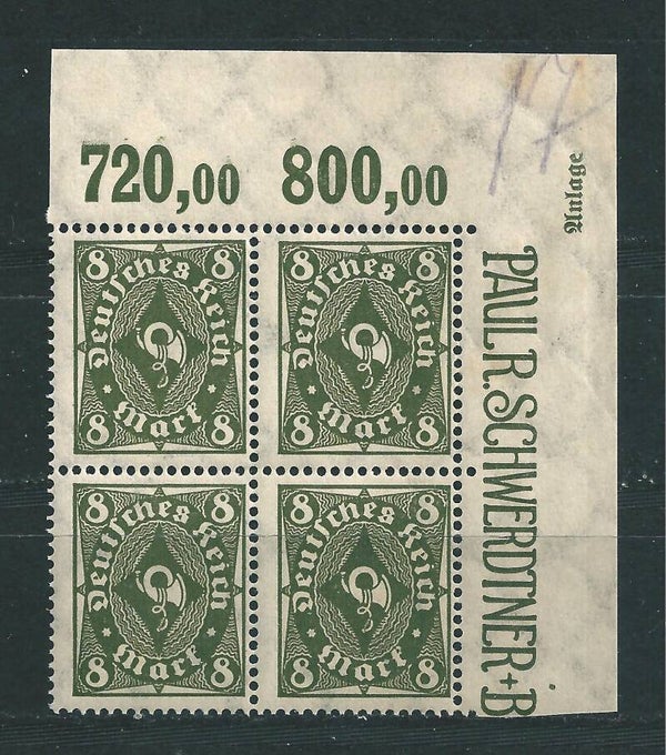 MiNr. 229 postfrische Bogenecke, Druckvermerk Anlage