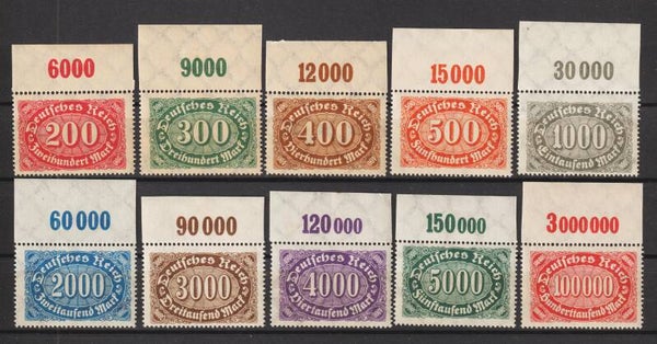 MiNr. 248, 249, 250, 251, 252, 253, 254, 255, 256, 257 Oberrand postfrisch **
