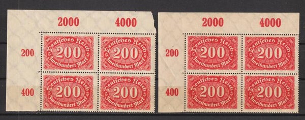 MiNr. 248 a+c postfrische Oberrand Bogenecken