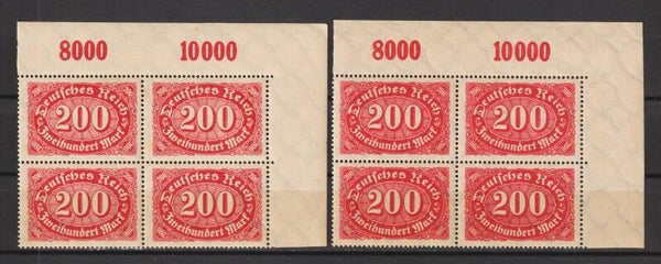 MiNr. 248 a+c postfrische Oberrand Bogenecken