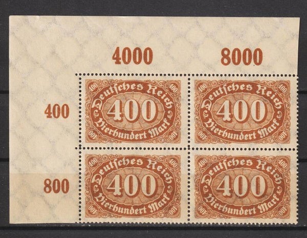 MiNr. 250 postfrische Oberrand Bogenecke