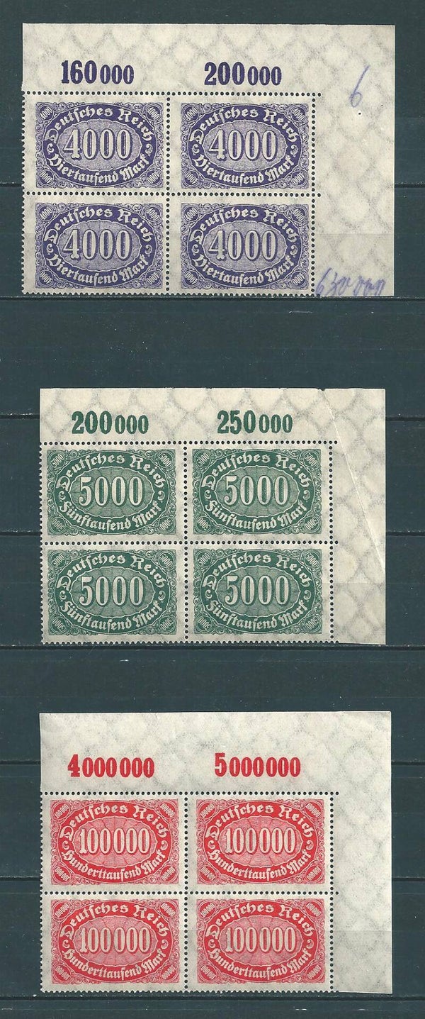 MiNr. 255, 256 + 257 ** Oberrand Bogenecken