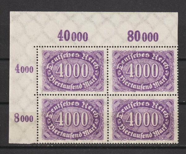 MiNr. 255 postfrische Oberrand Bogenecke, Plattenfehler