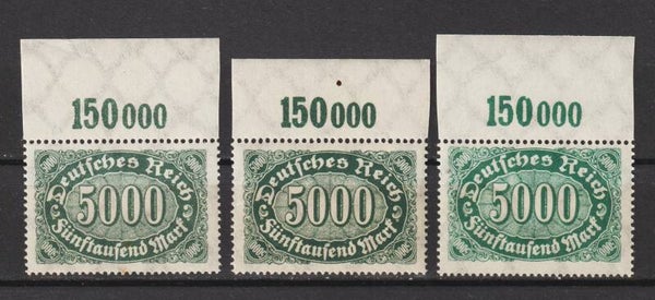MiNr. 256 a, b, c Oberrand postfrisch