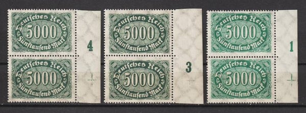 MiNr. 256 a, b, c postfrisch, FN und Passerkreuz