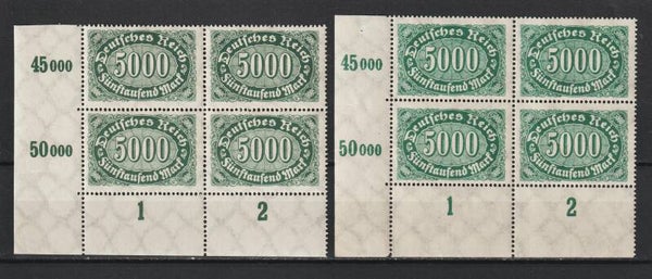 MiNr. 256 b, c postfrische Unterrand Bogenecken