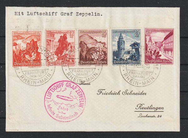 MiNr. 679-683 "Luftschiff Graf Zeppelin, Fahrt in das befreite Sudetenland"  (s26058)