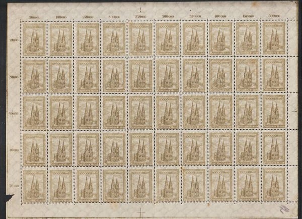 MiNr. 262 postfrischer ** Bogen, Druckerzeichen 8 EN