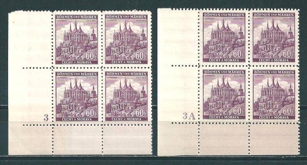 Böhmen & Mähren, B&M MiNr. 27 ** Plattennummern 3 + 3A, breiter Rand