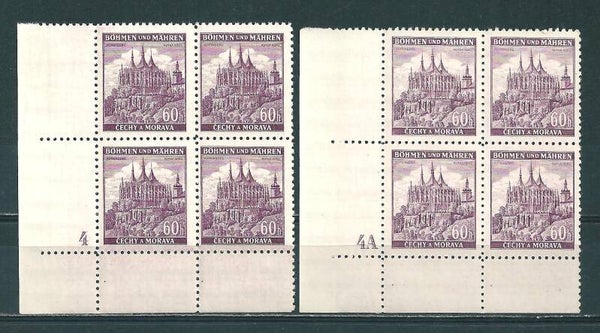 Böhmen & Mähren, B&M MiNr. 27 ** Plattennummern 4 + 4A, breiter Rand