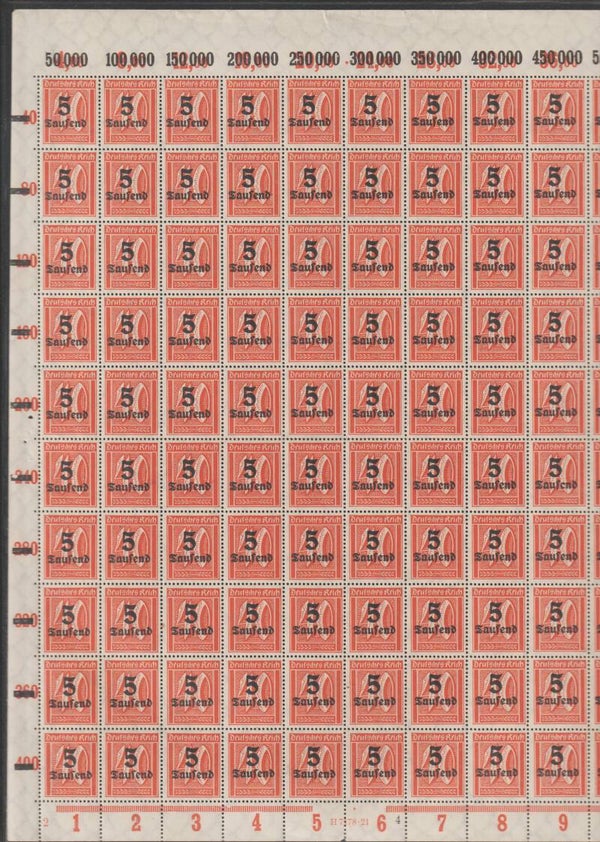 MiNr. 277 postfrischer ** Bogen Platte 2-4