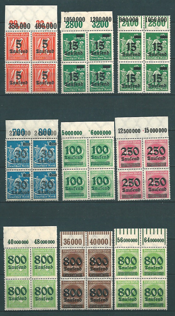 MiNr. 277, 279 P+W, 284, 290, 295, 302, 305 + 308 ** Oberrand