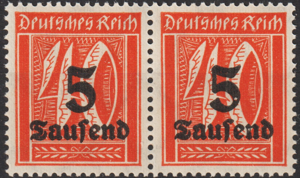 MiNr. 277 postfrisch, Abart: Loch im Bogen der Wertziffer 5