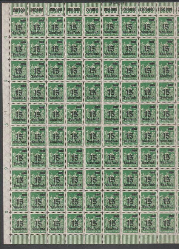 MiNr. 279 Wb postfrischer Bogen, Platte 7, Plattenfehler II