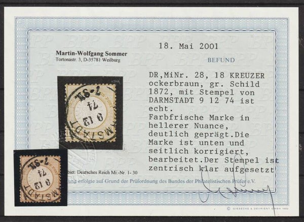 MiNr. 28 gestempelt, Befund Sommer BPP