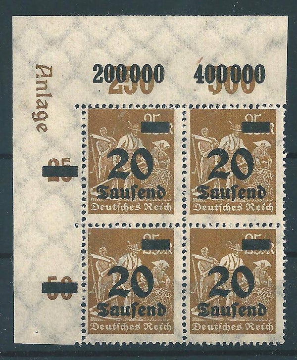 MiNr. 283 postfrisch ** Oberrand Bogenecke DZ Anlage